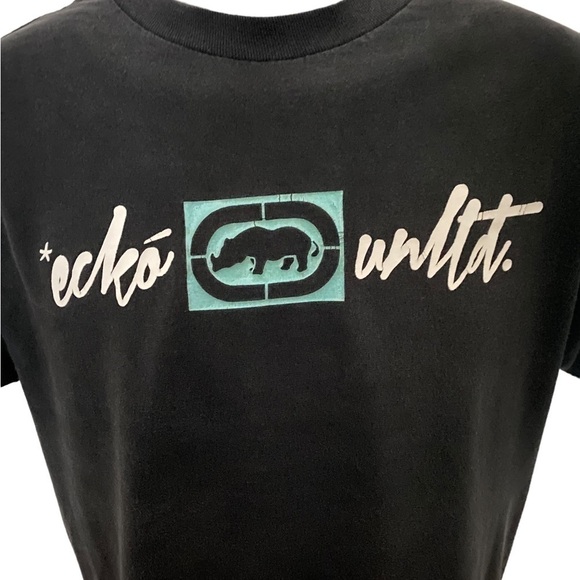 Ecko Unlimited Black Logo Tee Shirt Men M Medium - Picture 2 of 5